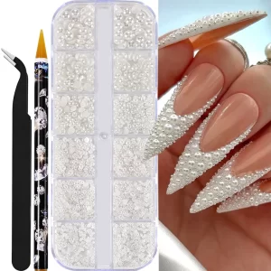 لآلئ تزيين الأظافر الفاخرة